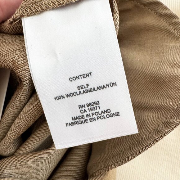 Tibi Refined Wool Tricotine Suiting "Rodney" Straight Leg in Dark Tan, size 0 - Picture 9 of 12